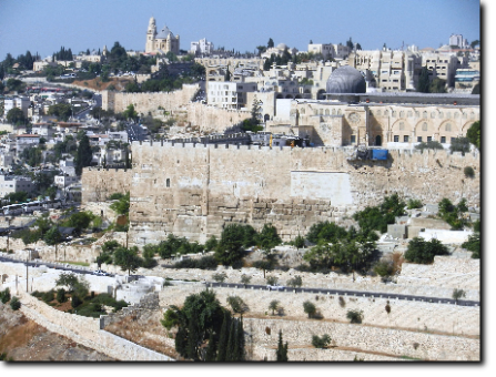 Le mura di gerusalemme viste dal monte degli Uliv